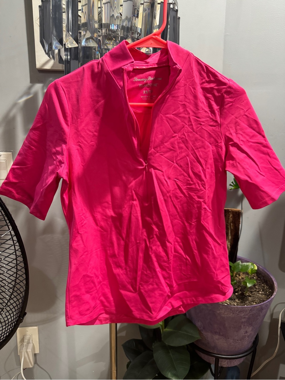 Tommy Bahama Vibrant Pink Polo with Zip Collar